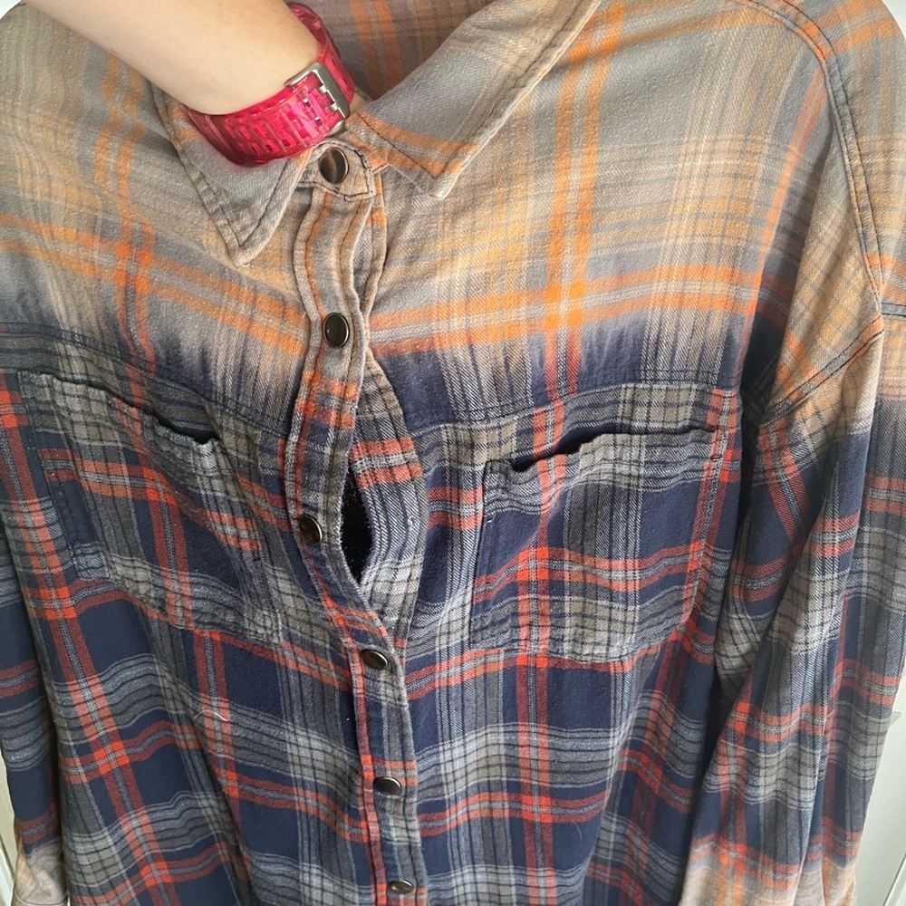 Oli & Hali Blue Cream Long Sleeve Button Down Shirt